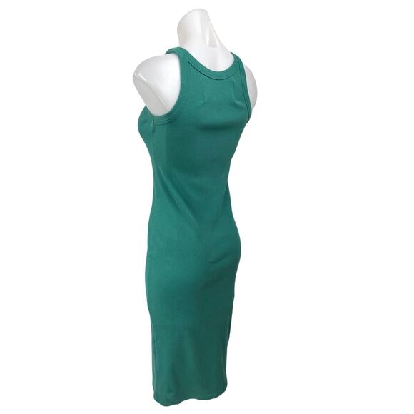 Mother Chin Ups Green Rib Knit Sleeveless Camisole Midi Bodycon Tank Dress Sz XS - Picture 3 of 7